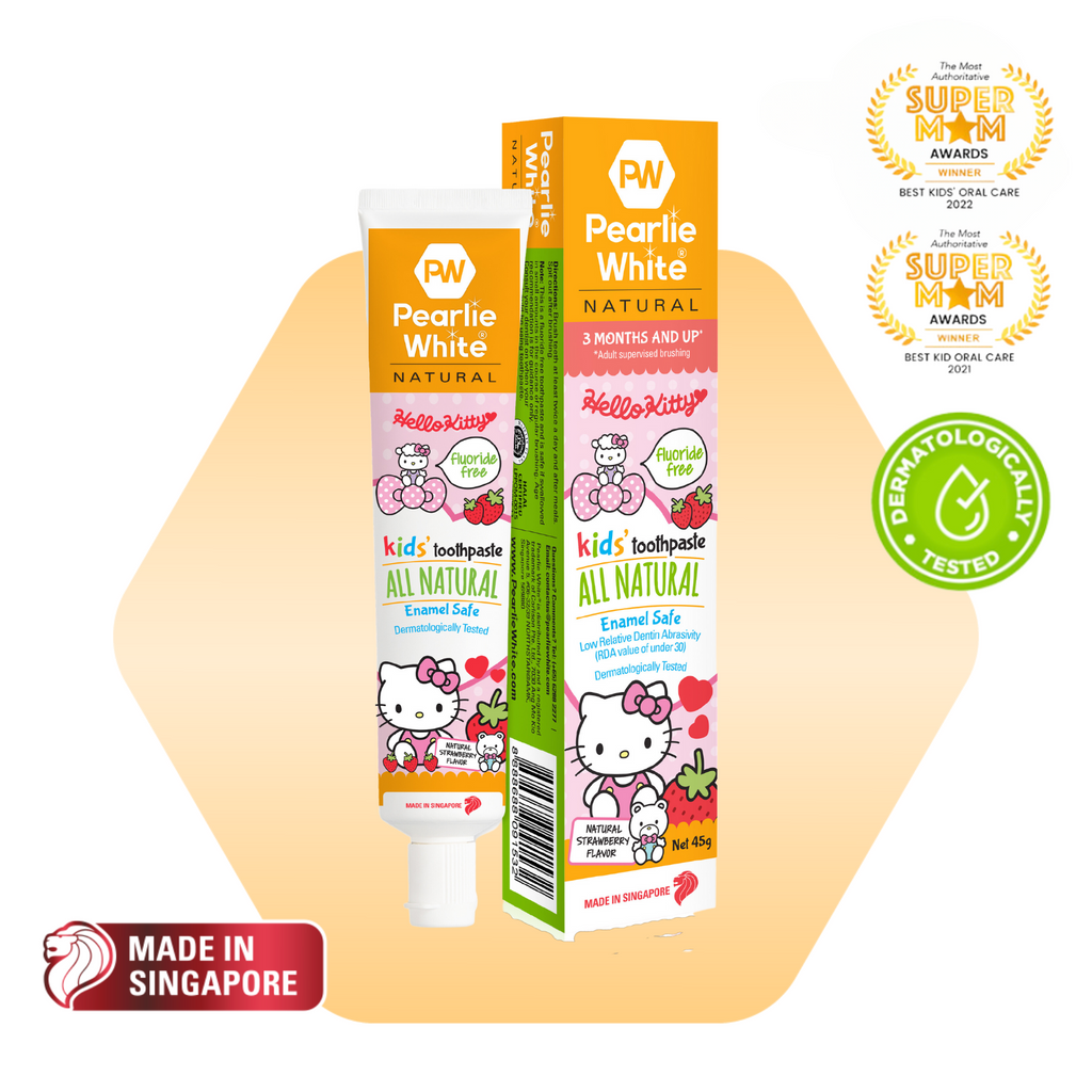 Pearlie White Hello Kitty All Natural Enamel Safe Kids’ Toothpaste (Strawberry) 45g